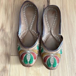 Indian multicolor Mojari Khusa Leather Sandal flats juti